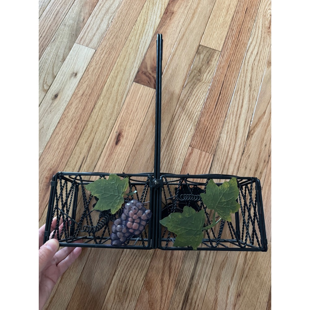 TUSCANY COLLECTION DECORATIVE METAL WINE HOLDER/ BASKET--HOLDS 3 BOTTLES